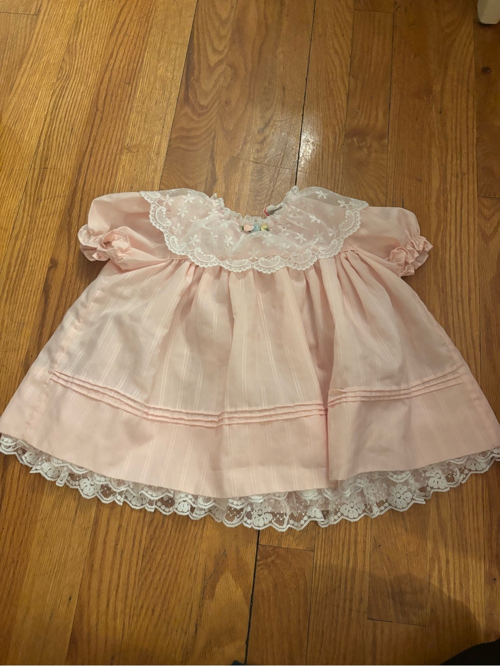 Vintage Pink Lace-Trim Baby Dress - Elegant Formal Dress